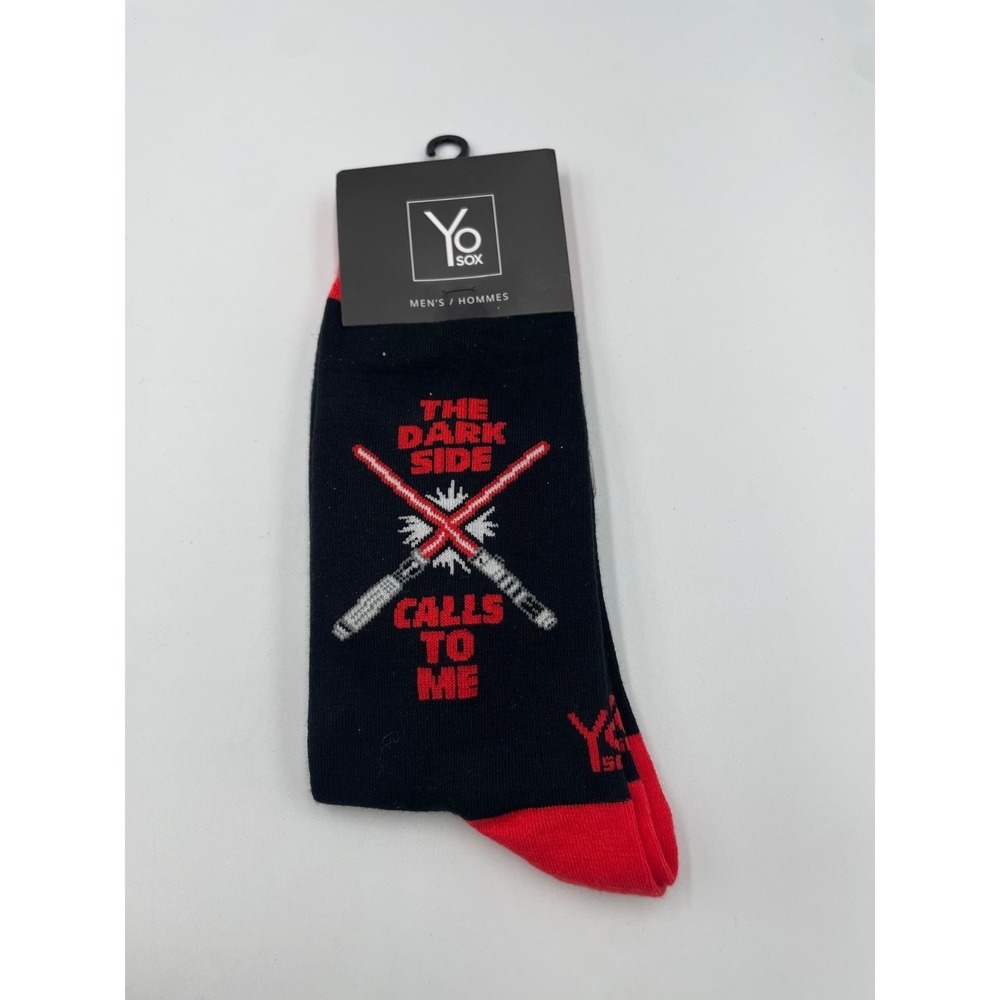 Yo Sox Crew Socks Men's 7-12 Black The Dark Side Calls To Me Performance NWT